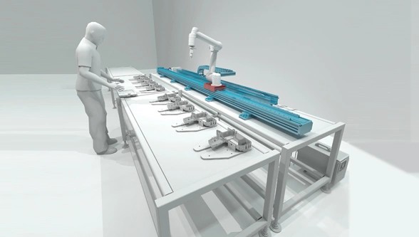 Rollon & Universal Robots together with a seventh axis suitable for cobot Rollon & Universal Robots together with a seventh axis suitable for cobot