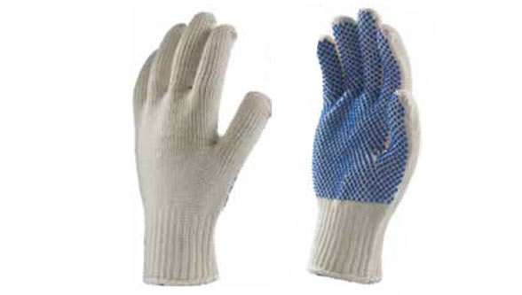 Cotton Knitted Seamless Gloves with PVC Dots